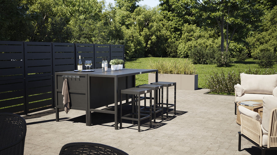 RAMA Sichtschutz 4-sektion hoch, schwarz, L320 x B30 x H153 cm