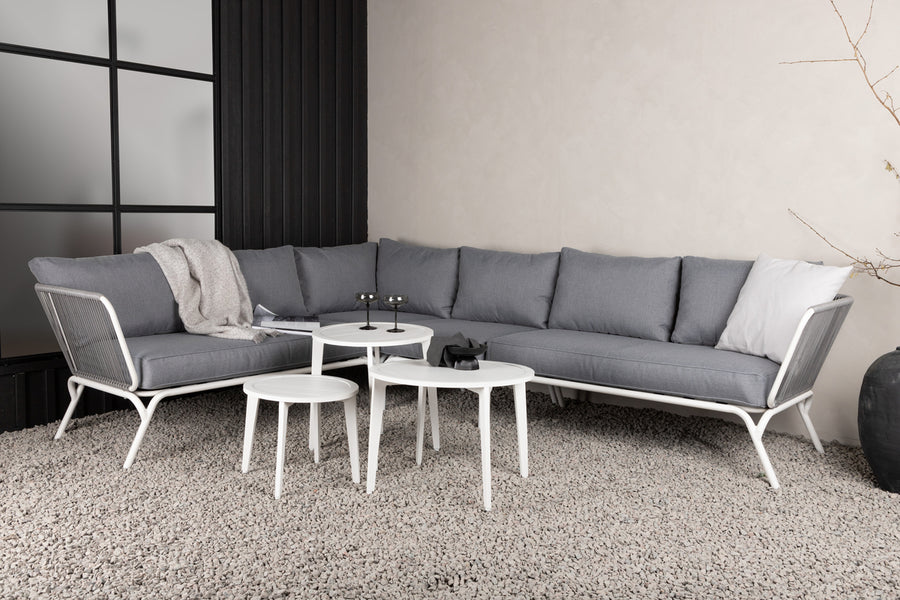 ROXO Eckgruppe mit Couchtisch weiß/grau