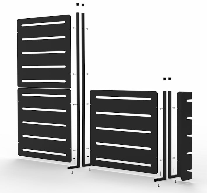 RAMA Sichtschutz 4-sektion hoch, schwarz, L320 x B30 x H153 cm