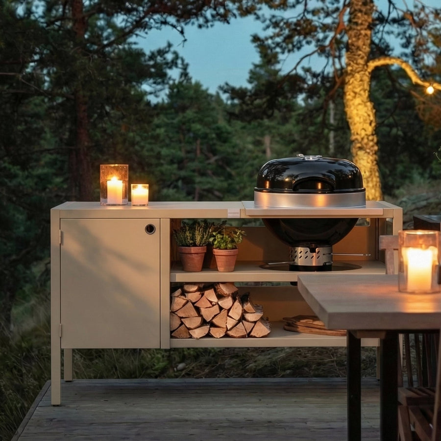 UMAMI Modul 3, beige + schwarzer Kugelgrill NORDIC FLAME 