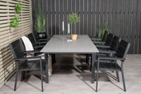 Levels Esstisch - schwarz Aluminium / graues Aintwood - 160/240*90 + Levels Essstuhl