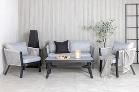 VIRYA Sofa-Set mit Couchtisch schwarz/grau