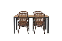 Break Esstisch 95*150 - schwarz / alu + Galera Essstuhl - braun / alu