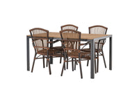 Break Esstisch 95*150 - schwarz / alu + Galera Essstuhl - braun / alu