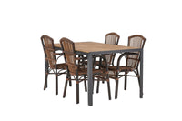 Break Esstisch 95*150 - schwarz / alu + Galera Essstuhl - braun / alu