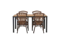 Break Esstisch 95*150 - schwarz / alu + Galera Essstuhl - braun / alu