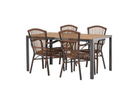 Break Esstisch 95*150 - schwarz / alu + Galera Essstuhl - braun / alu