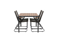 Break Esstisch 95*150 - schwarz / alu + Bois Essstuhl - schwarz / grau braun