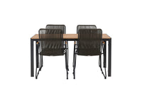 Break Esstisch 95*150 - schwarz / alu + Bois Essstuhl - schwarz / grau braun