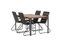 Break Esstisch 95*150 - schwarz / alu + Bois Essstuhl - schwarz / grau braun