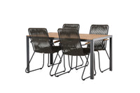 Break Esstisch 95*150 - schwarz / alu + Bois Essstuhl - schwarz / grau braun