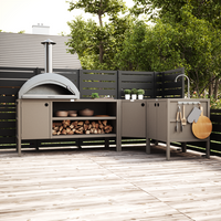 UMAMI Außenküchenpaket, Spülenmodul, Eckmodul, Modul 3, beige