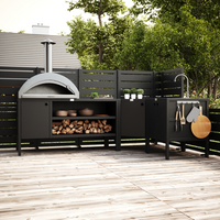 UMAMI Außenküchenpaket, Spülenmodul, Eckmodul, Modul 3, schwarz