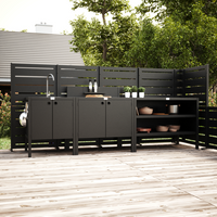 UMAMI Außenküchenpaket, Spülmodul, Modul 1 und Modul 2, schwarz