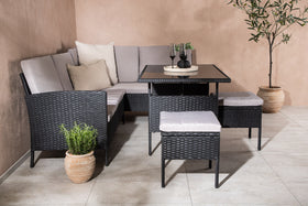 KNOCK Eckgruppe mit Couchtisch schwarz/grau
