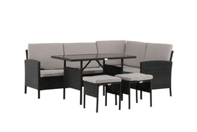 KNOCK Eckgruppe mit Couchtisch schwarz/grau