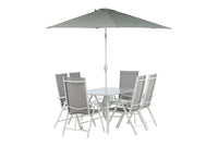 BREKKI Essgruppe inkl. Sonnenschirm weiß/grau