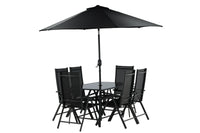 BREKKI Essgruppe inkl. Sonnenschirm schwarz