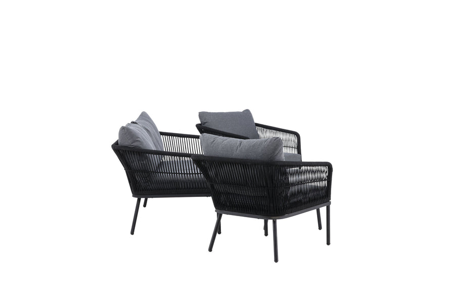 Lindos Sofagruppe mit Couchtisch - schwarz / grau