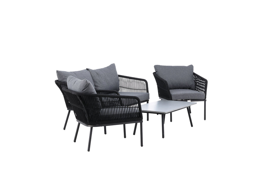 Lindos Sofagruppe mit Couchtisch - schwarz / grau