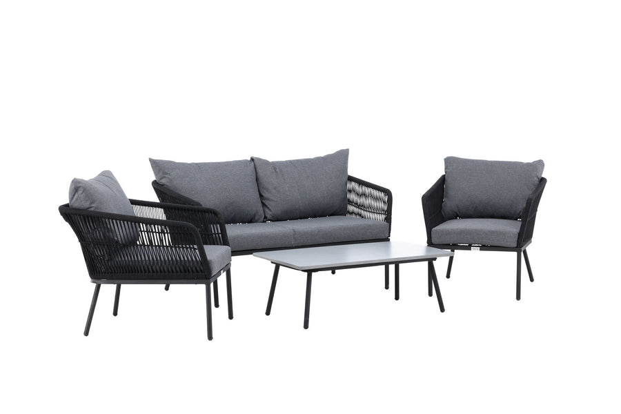 Lindos Sofagruppe mit Couchtisch - schwarz / grau