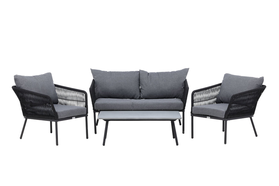 Lindos Sofagruppe mit Couchtisch - schwarz / grau