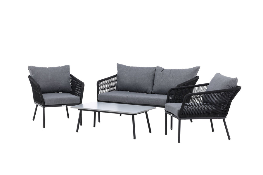 Lindos Sofagruppe mit Couchtisch - schwarz / grau