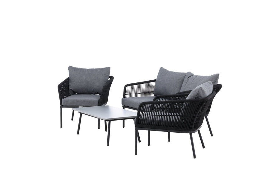 Lindos Sofagruppe mit Couchtisch - schwarz / grau