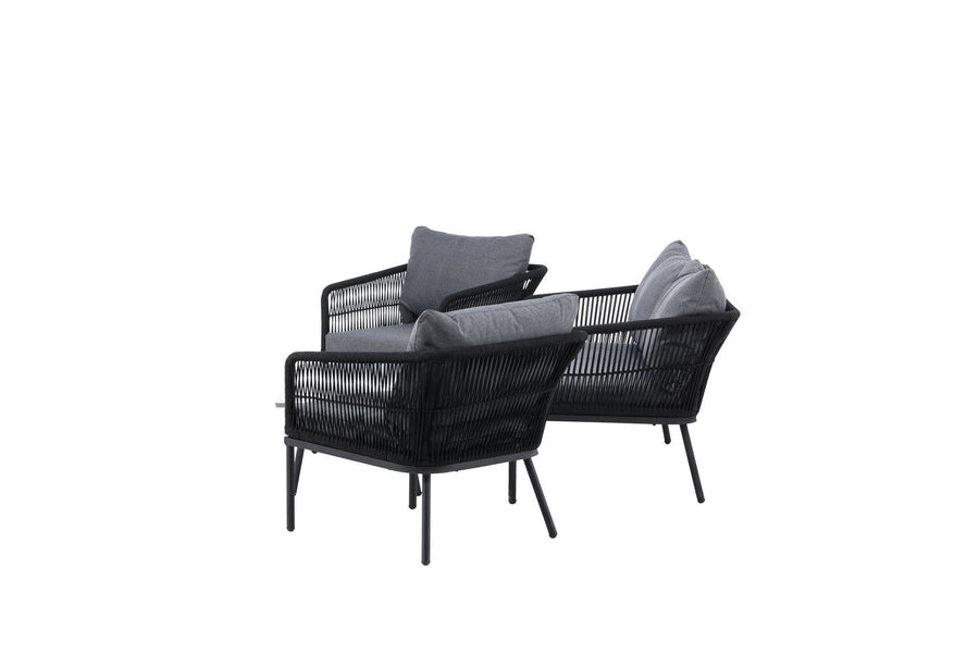 Lindos Sofagruppe mit Couchtisch - schwarz / grau