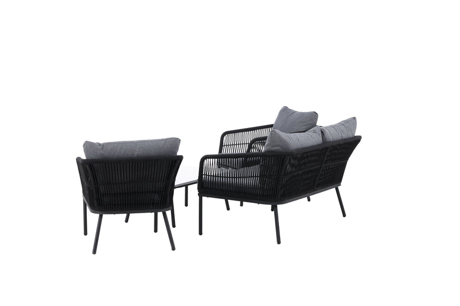 Lindos Sofagruppe mit Couchtisch - schwarz / grau