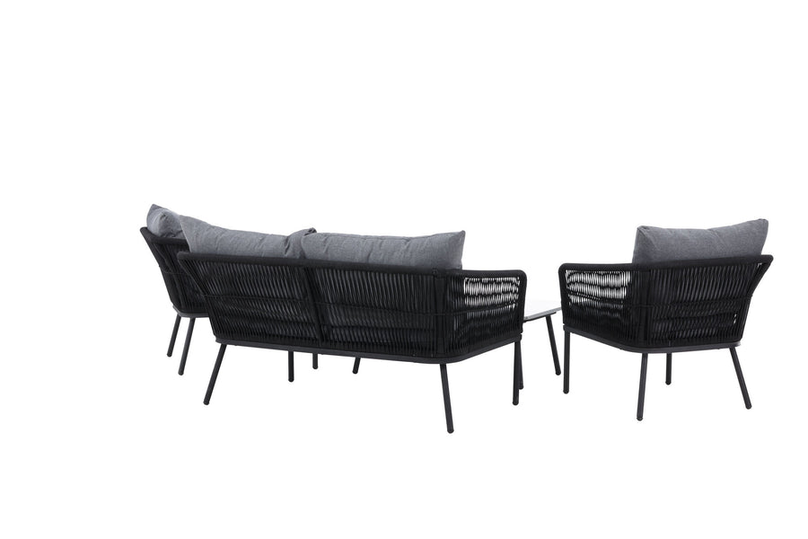 Lindos Sofagruppe mit Couchtisch - schwarz / grau