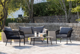 Lindos Sofagruppe mit Couchtisch - schwarz / grau