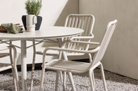 Lina Esstisch 120ø - Beige + Peking Essstuhl - beige / alu