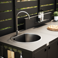 UMAMI Außenküchenpaket, Spülmodul, Modul 1 und Modul 2, schwarz