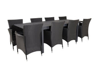 Marbella Esstisch 160/240*100 - schwarz + Knick Armlehnstuhl - schwarz