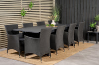 Marbella Esstisch 160/240*100 - schwarz + Knick Armlehnstuhl - schwarz