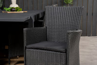 Marbella Esstisch 160/240*100 - schwarz + Knick Armlehnstuhl - schwarz