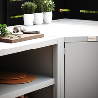 UMAMI Außenküchenpaket, Spülenmodul, Eckmodul, Modul 3, weiß