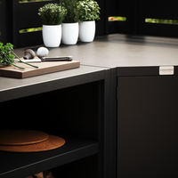 UMAMI Außenküchenpaket, Spülenmodul, Eckmodul, Modul 3, schwarz