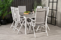 Levels Esstisch 160/240 - weiß / grau - Break 5:pos Essstuhl - weiß / grau 6