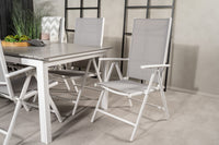 Levels Esstisch 160/240 - weiß / grau - Break 5:pos Essstuhl - weiß / grau 6