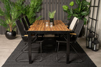 Bois Esstisch 200*100 - schwarz / Akazie + Bois Armlehnstuhl - schwarzes Aluminium