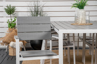 Break Esstisch 205*90 - weiß Aluminium / grau Aintwood + Levels Maststuhl - weiß / grau