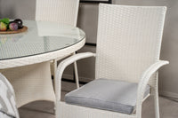 Volta Esstisch ø150 - weiß + Anna Armlehnstuhl - weiß