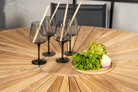 Mexico Esstisch ø140 - schwarz / Teak + Santorini Armlehnstuhl - schwarz