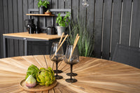 Mexico Esstisch ø140 - schwarz / Teak + Santorini Armlehnstuhl - schwarz