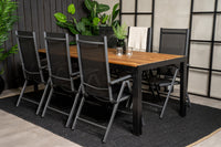 Bois Esstisch 200*100 - schwarz / Akazie + Break 5:pos Essstuhl - schwarz