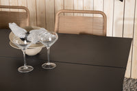 Modena Esstisch 200*100 - schwarz + Lindos Essstuhl - schwarz Aluminium / Latte Gewebe