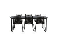 Modena Esstisch 200*100 - schwarz + Lindos Essstuhl - schwarz / alu / rep