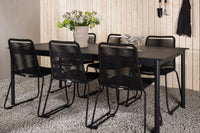 Modena Esstisch 200*100 - schwarz + Lindos Essstuhl - schwarz / alu / rep